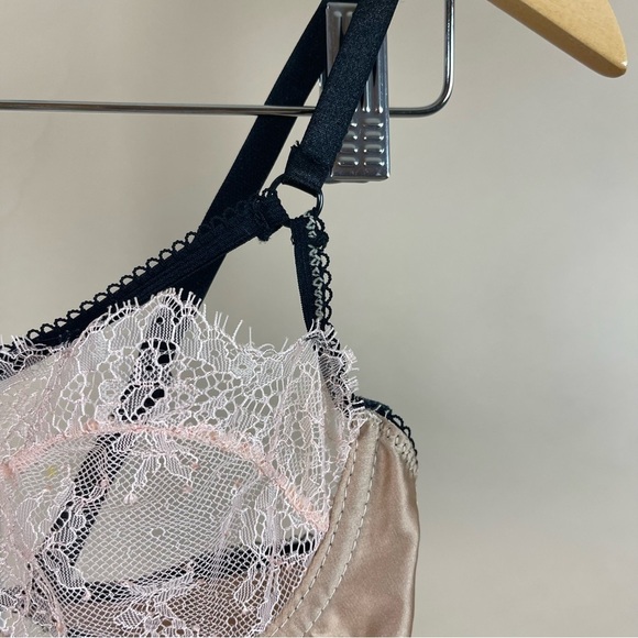 Nude Delicate 34B Lace Medium Wire Bra Sexy Sheer Date Wedding Night - Picture 3 of 7